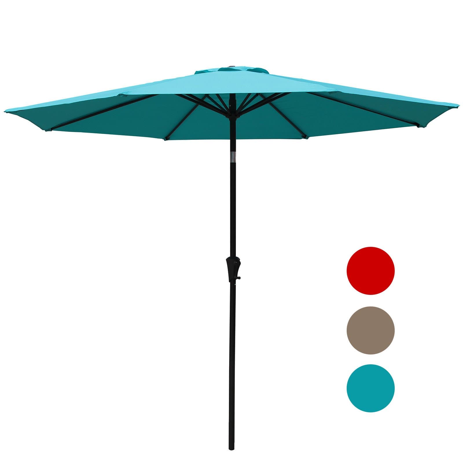 Patiorama 9 Feet Aluminum Patio Umbrella Outdoor Market Umbrella with Crank, 8 Steel Ribs,Polyester Canopy, Turquoise