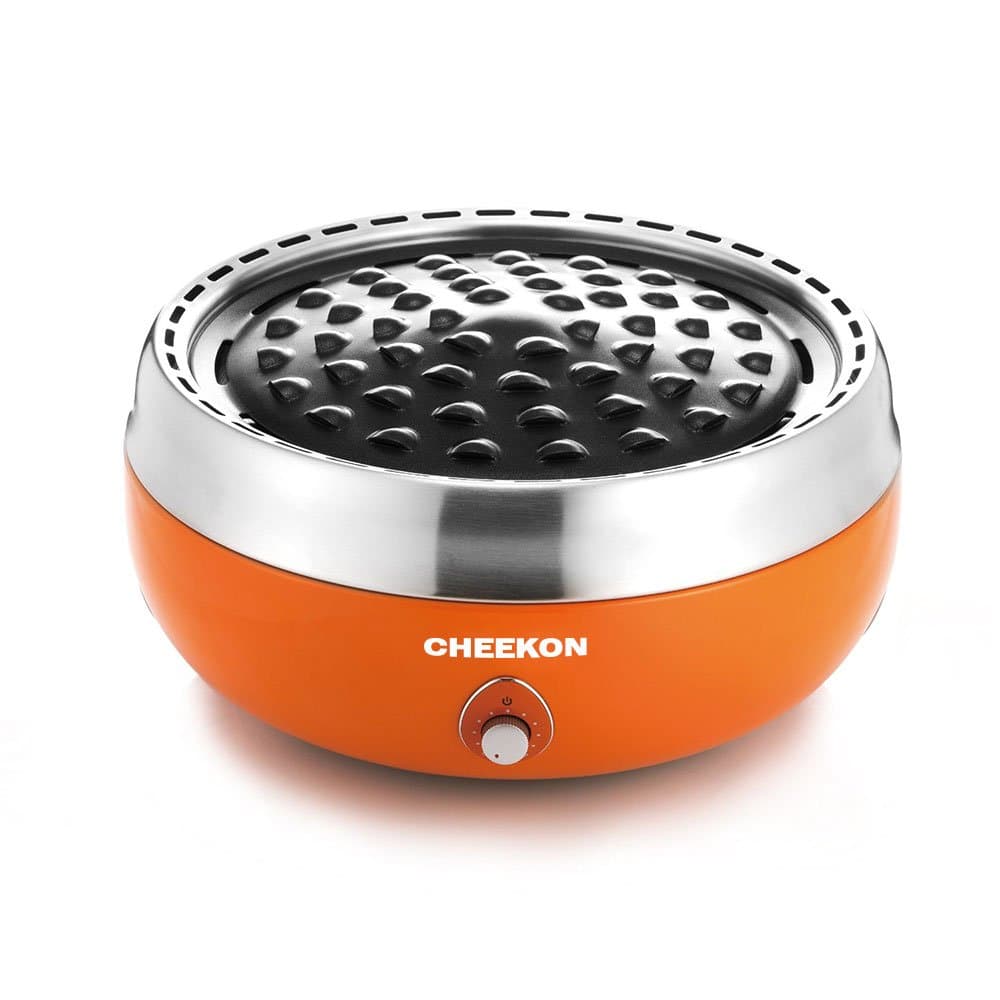 CHEEKON Grill - Ultimate Portable Charcoal Grill, BBQ, Barbecue, Great for Picnics, Tailgating, Camping, Rving and Backyards, Produces Less smoke, Orange, DIA 14 x H 7 Inch