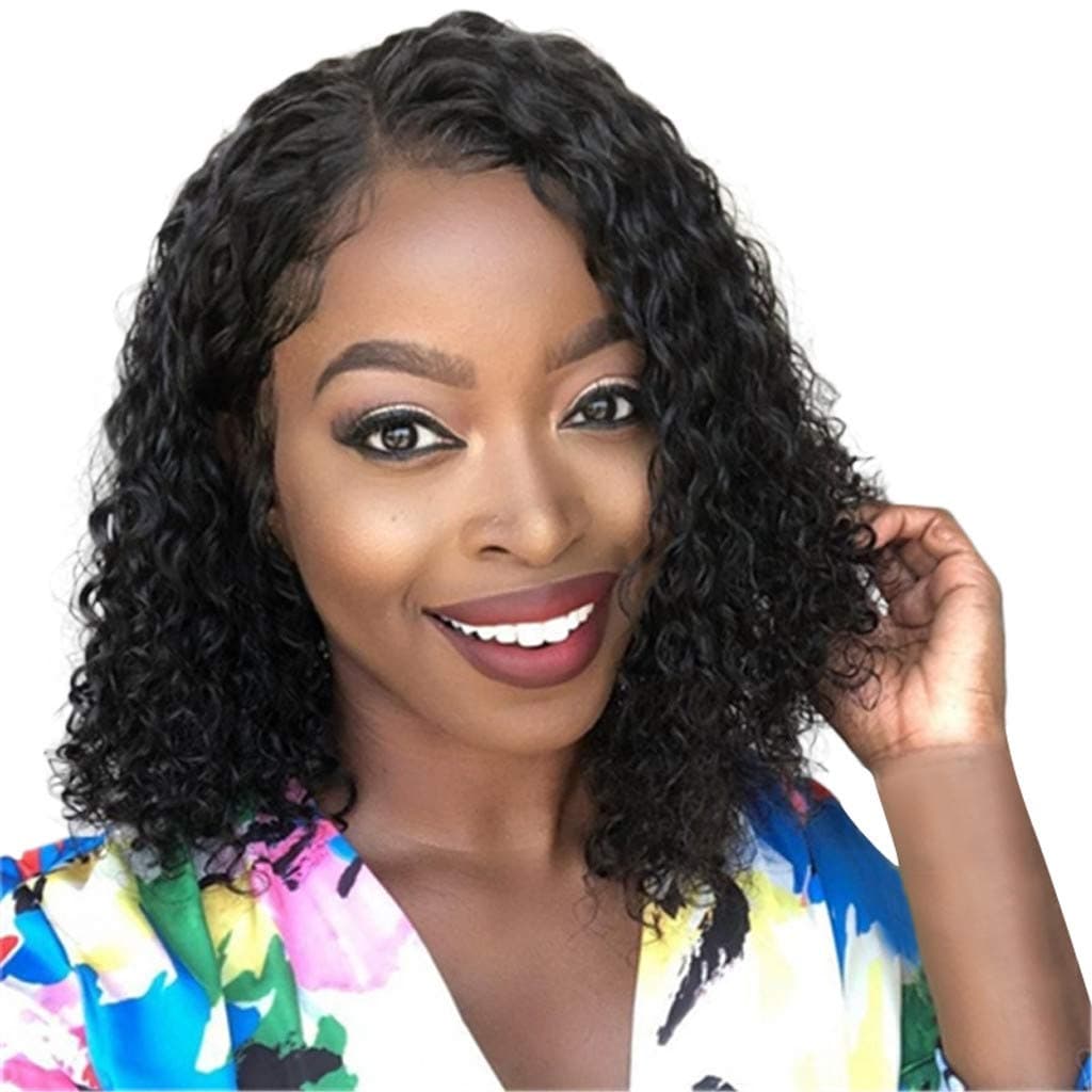 Iusun Short Curly Wigs,14'' Black Rose Hair Net Women's Full Wavy Heat Resistant Synthetic Hair Cosplay Costume Daily Party Anime Hair Wig High Temperature Fiber - Ship From USA (black)