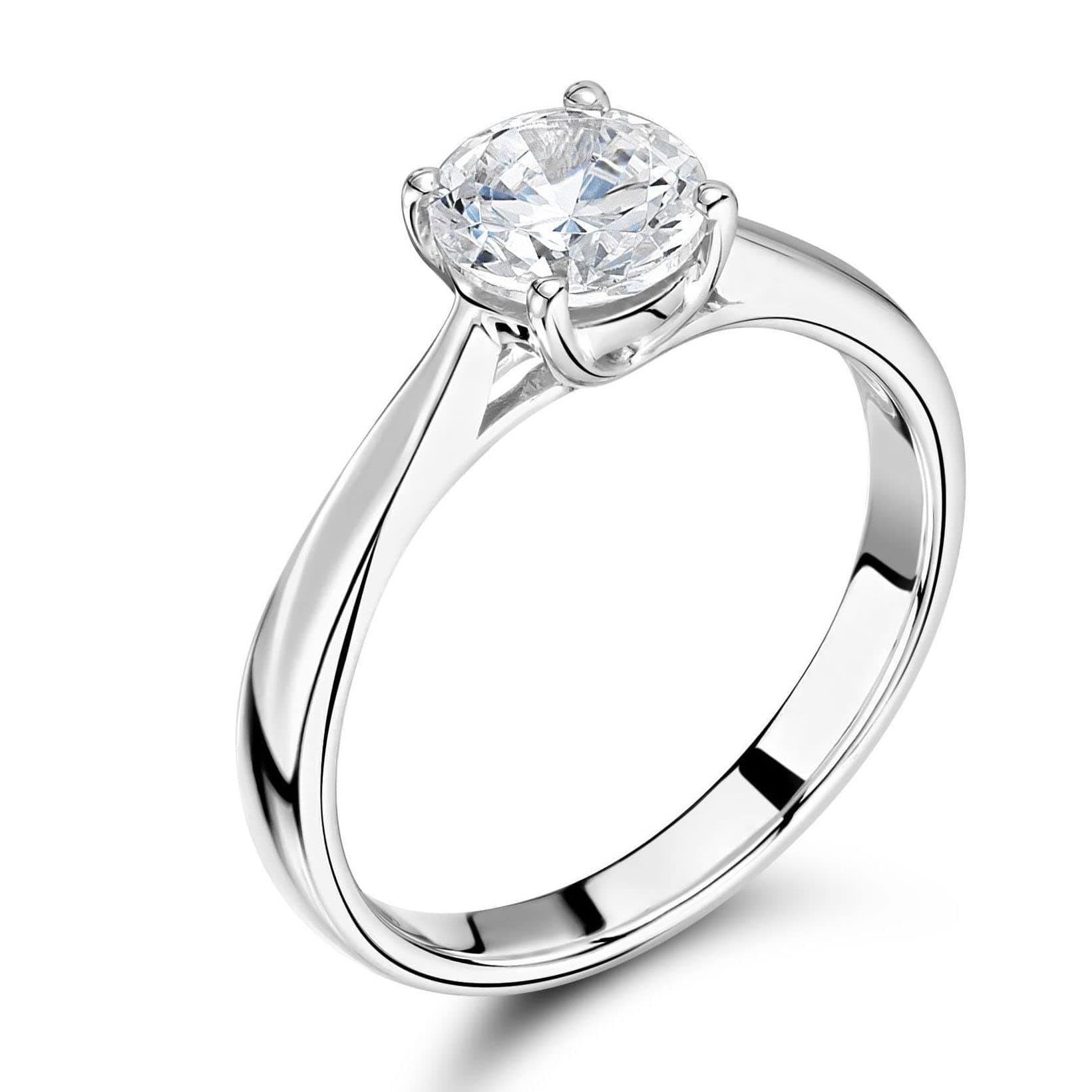 TABOLIK 9K White Gold Certified I1/HI 100% Natural Round Solitaire Diamond Engagement Rings (Available in 0.10-1.00CT)