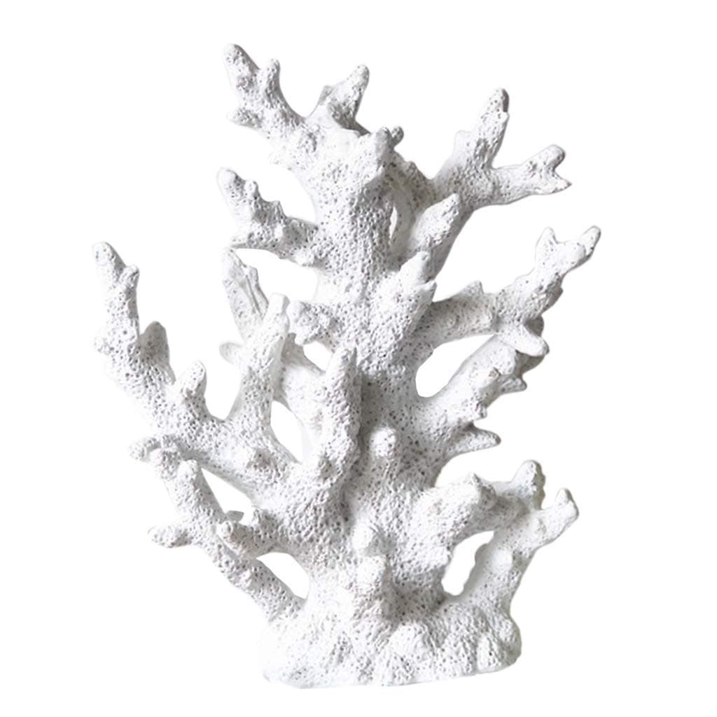 Artificial Coral Ornament Underwater Sea Plants Decorations Craft Resin Aquarium Plants Coral Fish Tank Decorations - White