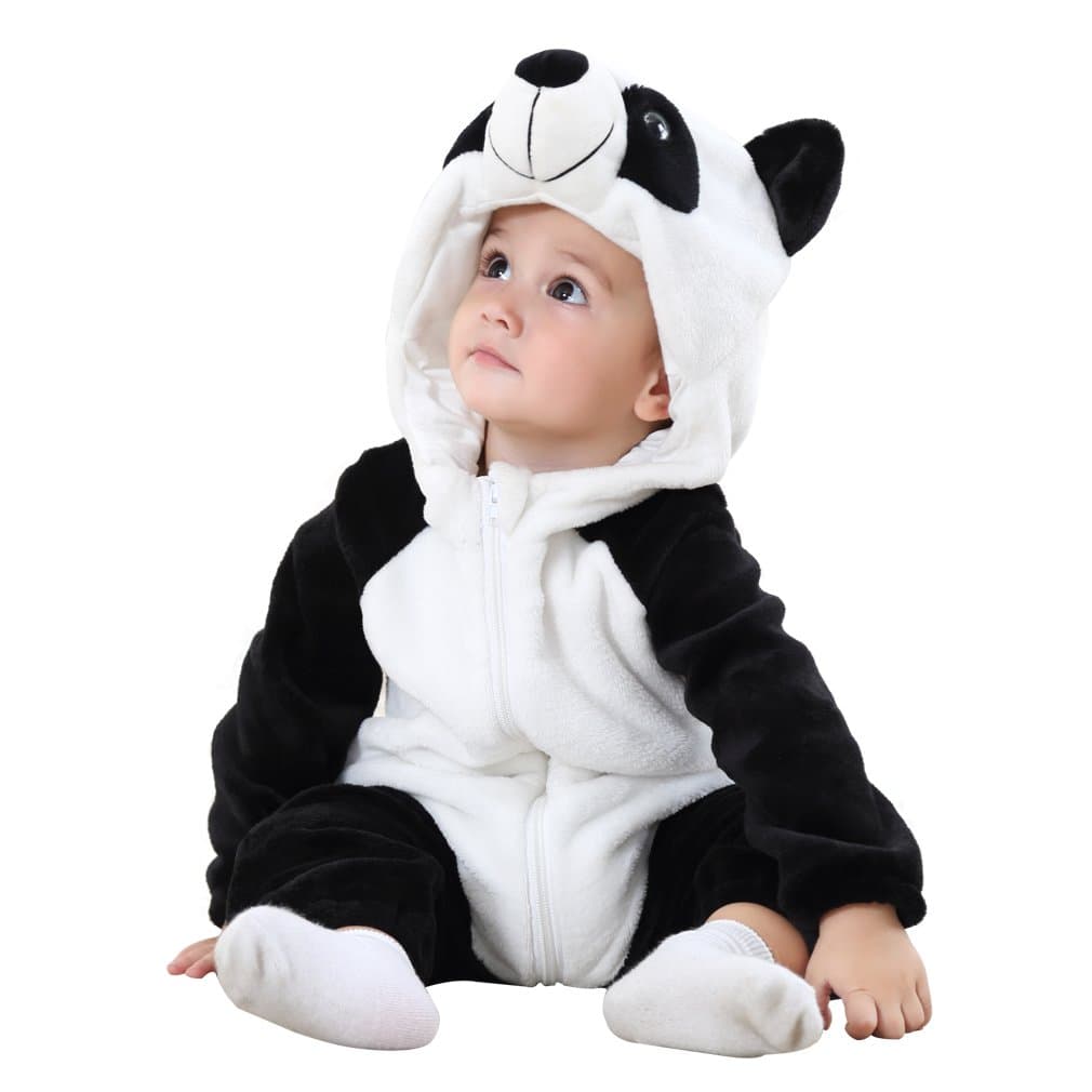 MICHLEY Unisex Baby Animal Costume Winter Autumn Flannel Hooded Romper Cosplay Jumpsuit