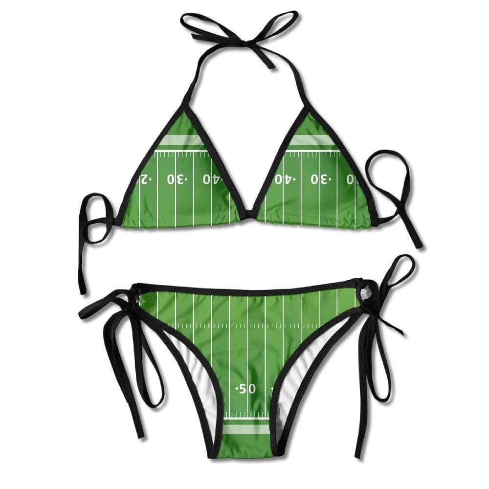 American Style Football Field Bikini Women's Summer Swimwear Triangle Top Bikinis Swimsuit 2-Piece Set