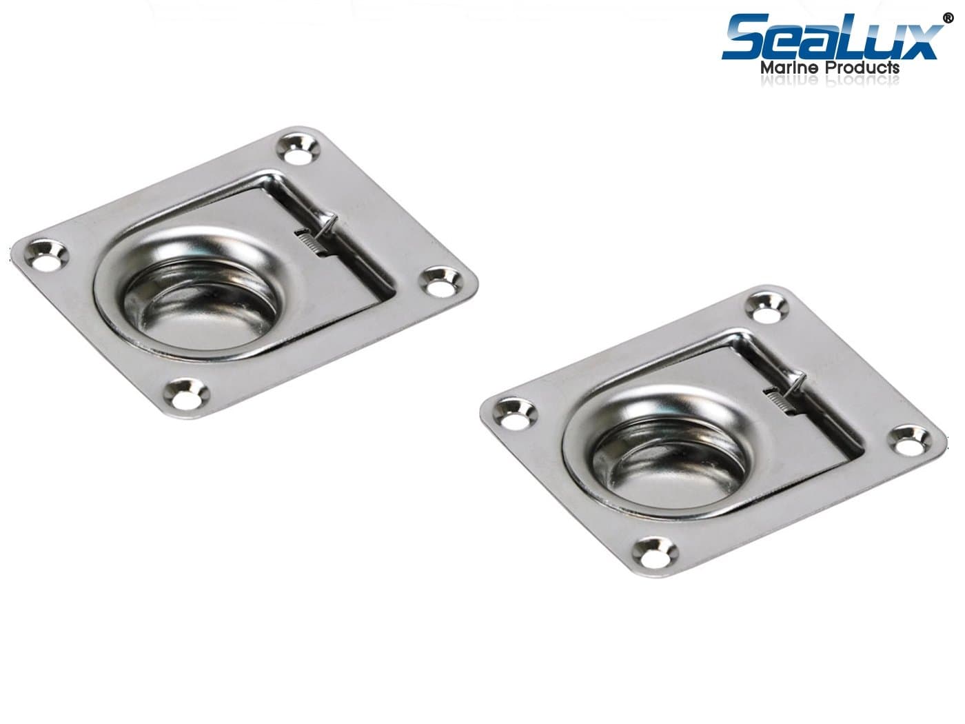 SeaLux Marine Rectangular 2-9/16” x 2-3/16” (65 x 55 mm) Spring Loaded Lifting Ring for Boat Hatch (Pack of 2)