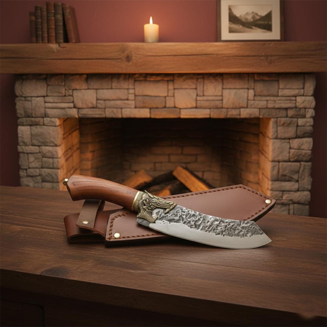 Chef Kitchen Tool Handmade Damascus Steel Overall Length 32.00 cm. Length 20.00 cm 2157