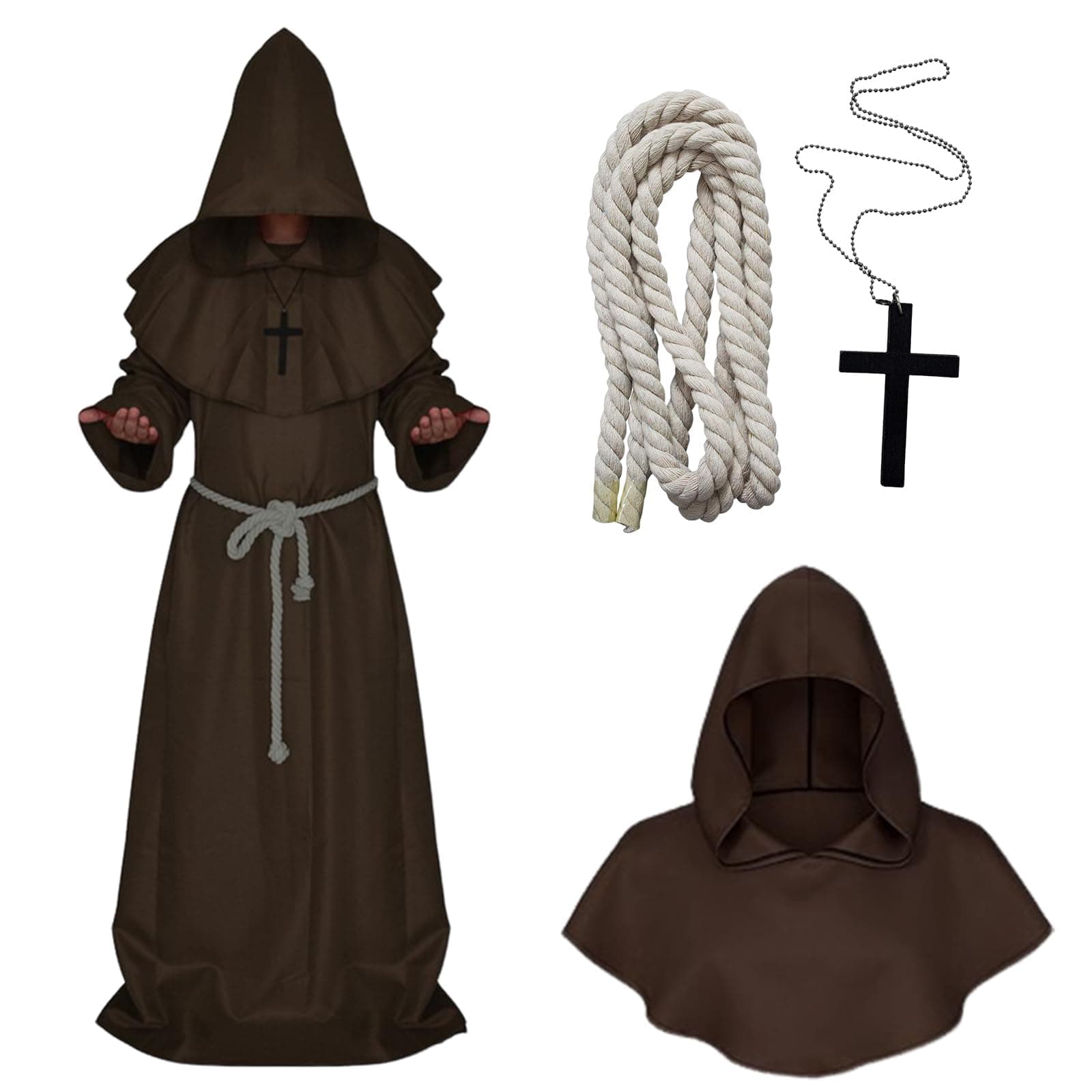 Medieval Monk Robe Priest Robe Halloween Cosplay Costume Cloak