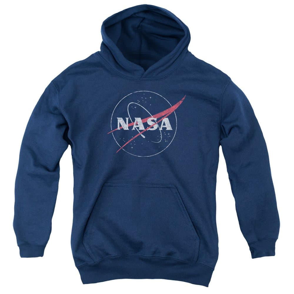 NASA Distressed Logo Unisex Youth Pull-Over Hoodie for Boys and Girls