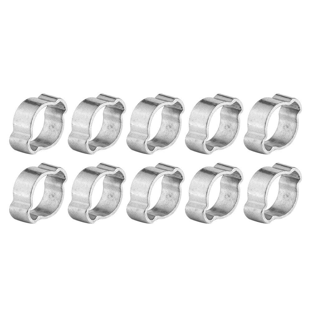 Xinrub 10pcs Hose Clamp, Stainless Steel Two-ear Pipe Clip Hoop Plumbing Fastener Fule Petrol Pipe Tube(9-11MM)