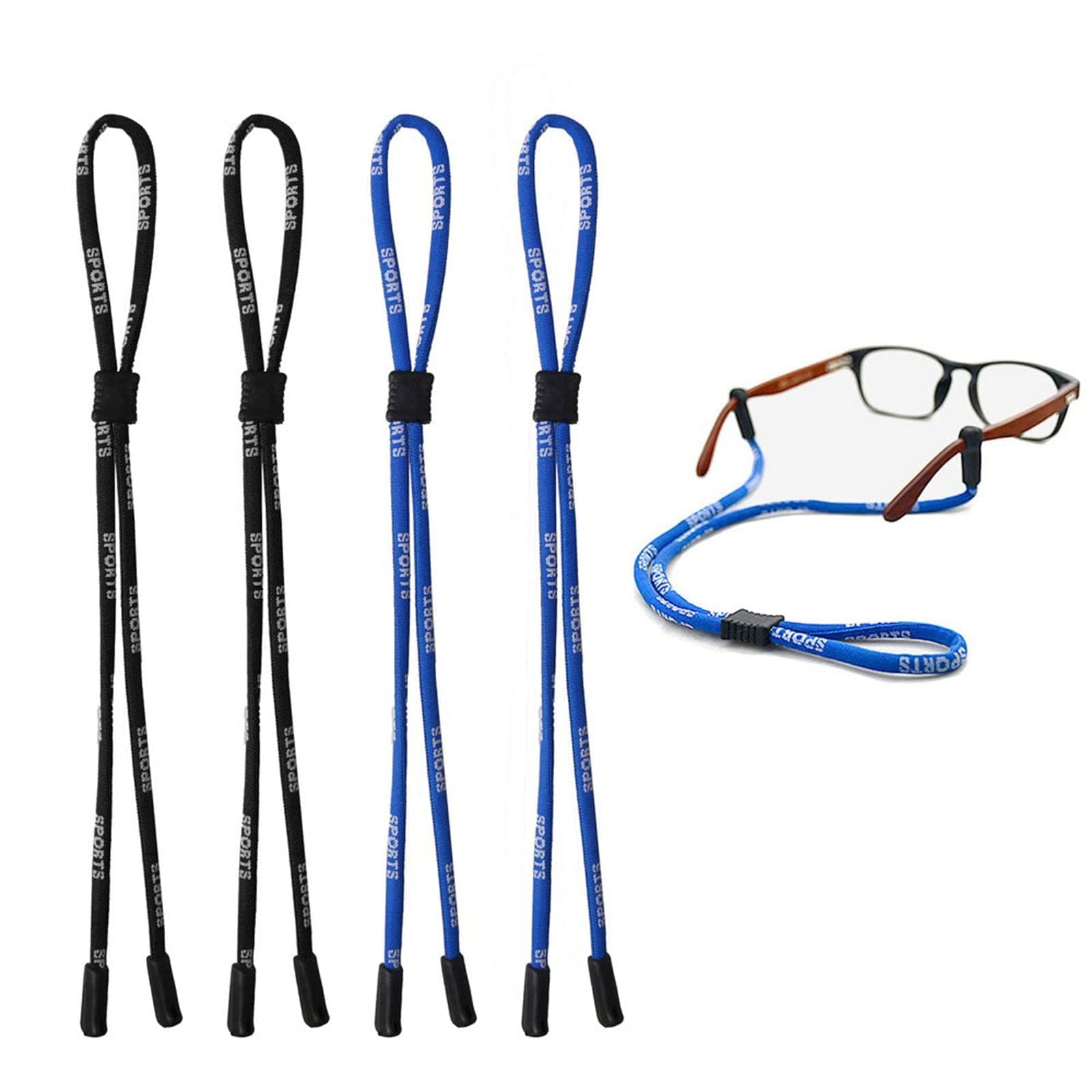 4 pcs Safety Glasses Strap, Glasses chain glasses cord sunglasses chain Universal Fit Rope Sports Glasses String Adjustable Eyewear Strap Eyewear Holder sunglasses strap Lanyards for Men Women