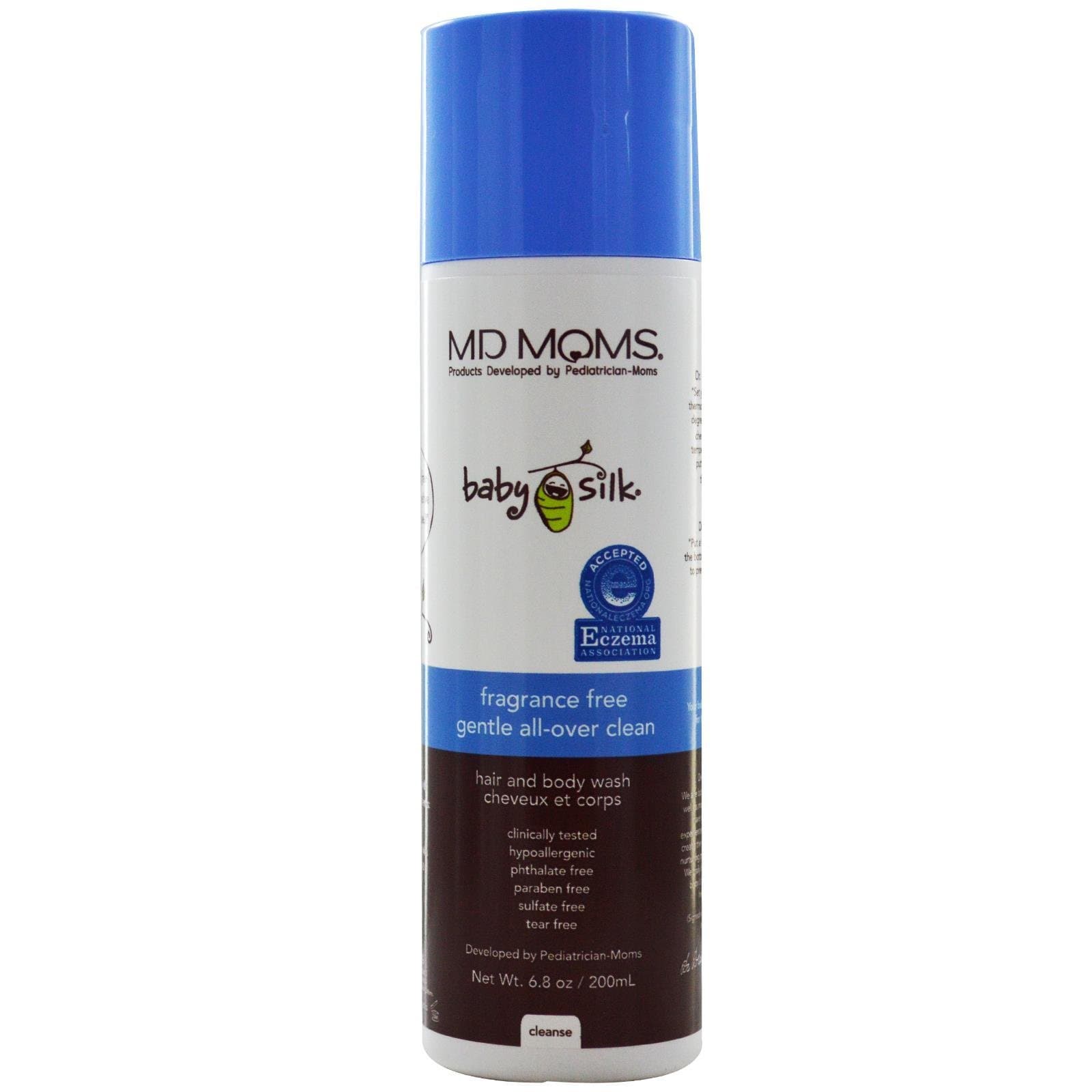 Baby Shampoo and Body Wash by MD Moms- Eczema Approved Hypoallergenic No Tears Formula Made by Pediatricians (Fragrance Free - 6.8oz)