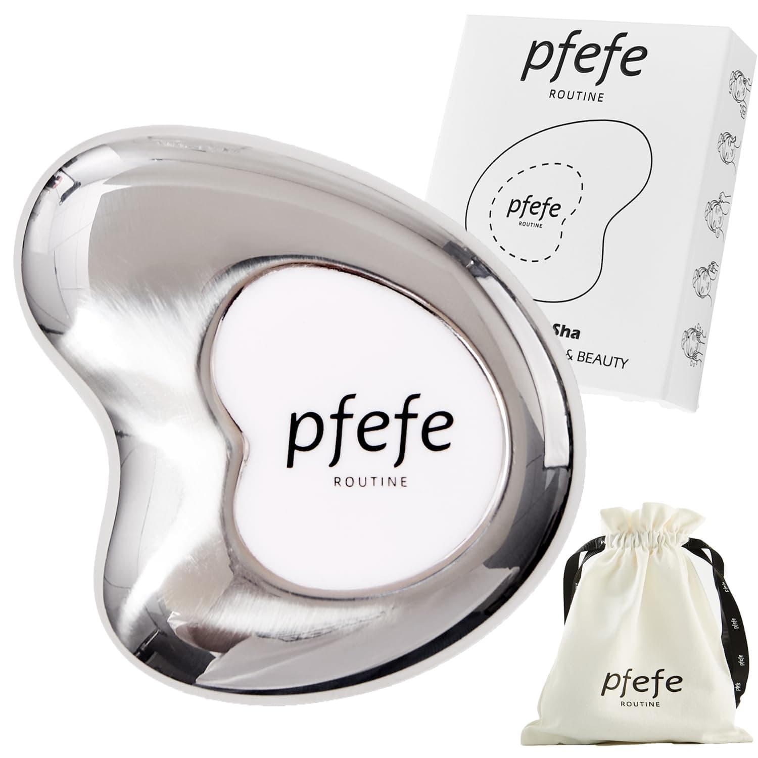 Pfefe Cryo Stainless Steel Gua Sha Facial Beauty Tools, Metal Skin Care Gua Sha for Body SPA Face Neck Eye