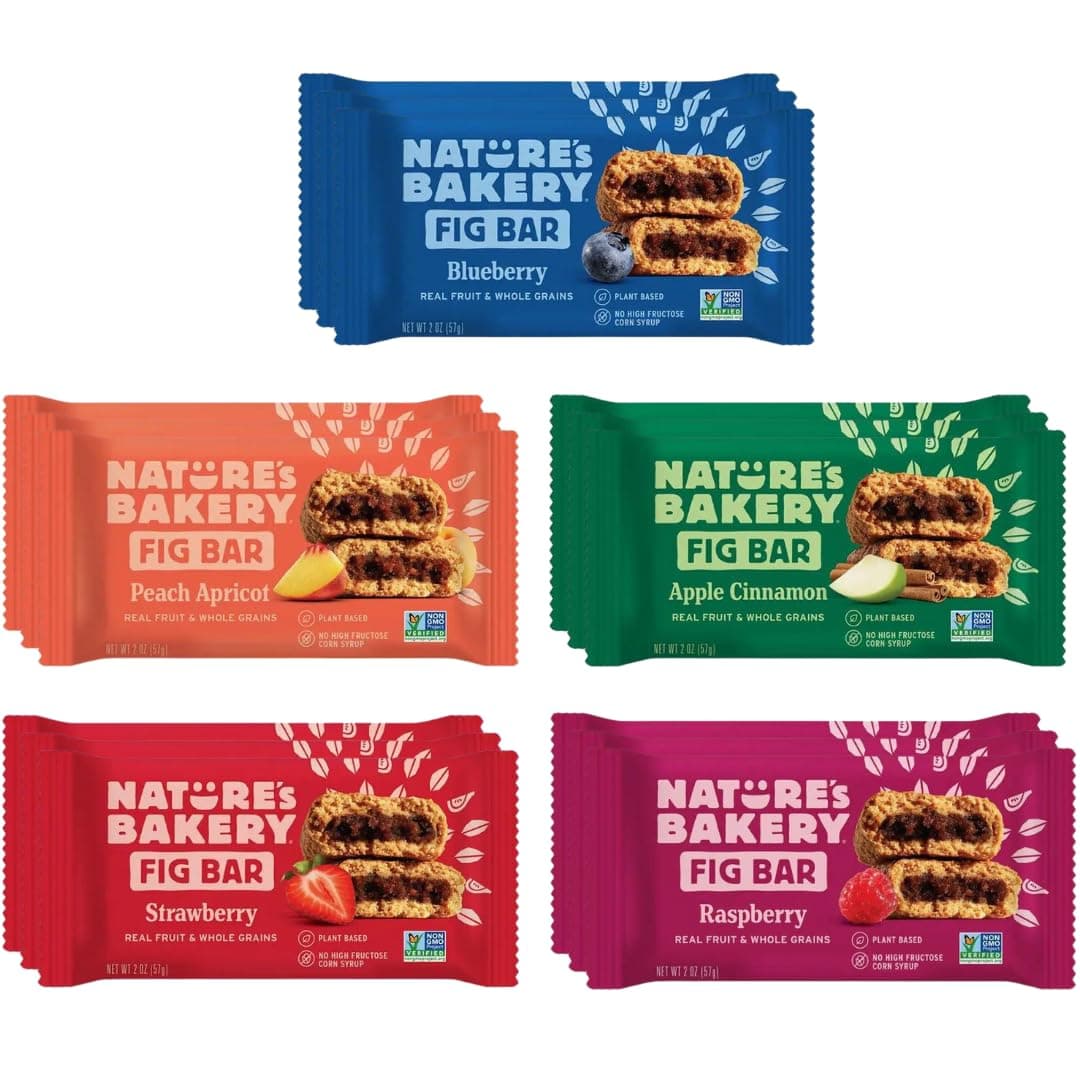 Generic Nature’s Bakery Whole Wheat Fig Bars, Ground Whole Wheat Fig Bars 6 Flavor Variety Pack (18 Count)