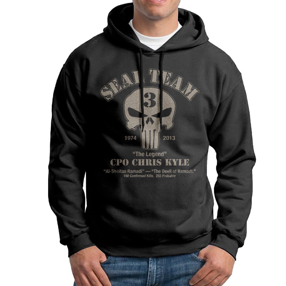 Chris Kyle American Sniper Men Fashion Pullover Hooded Sweatshirt Black
