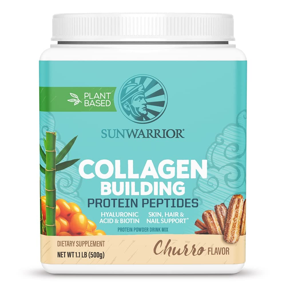 SunwarriorVegan Collagen Protein Powder Plant-Based | Hyaluronic Acid Minerals Biotin Soy Free Dairy Free Gluten Free Non-GMO | Churro 20 Servings | Collagen Building Peptides