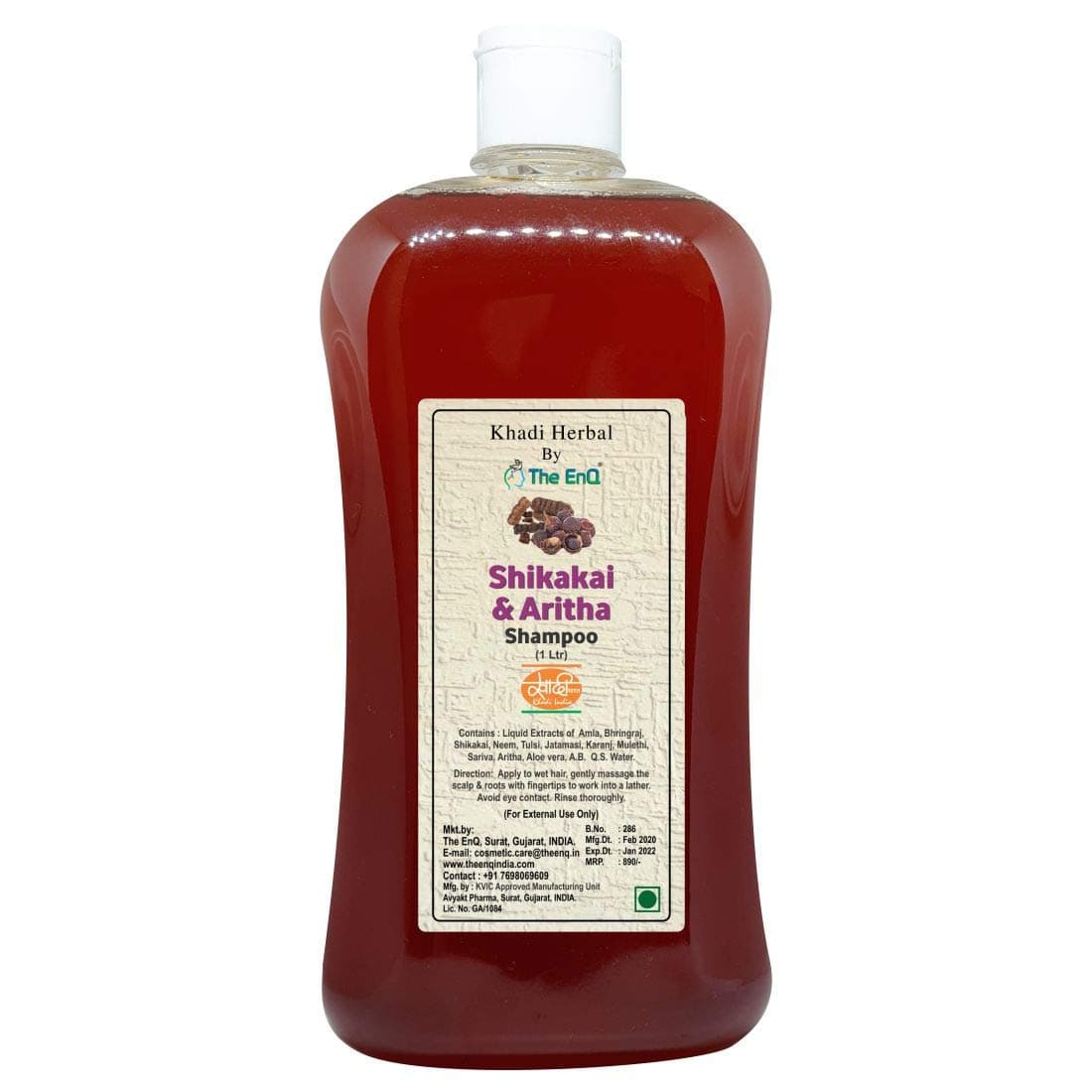 Khadi Natural Herbal Natural by The EnQ Shikakai Shampoo 1 litre || Natural Hair Nourishment & Root Strengthening, Paraben & Sulfate free (1 Litre Pack)
