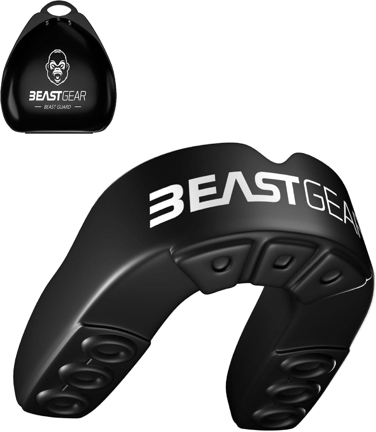 Beast Gear Mouth Guard/Gum Shield for Boxing, MMA, Rugby, Muay Thai, Hockey, Judo, Karate Martial Arts and All Contact Sports (Black, Adult (11+))