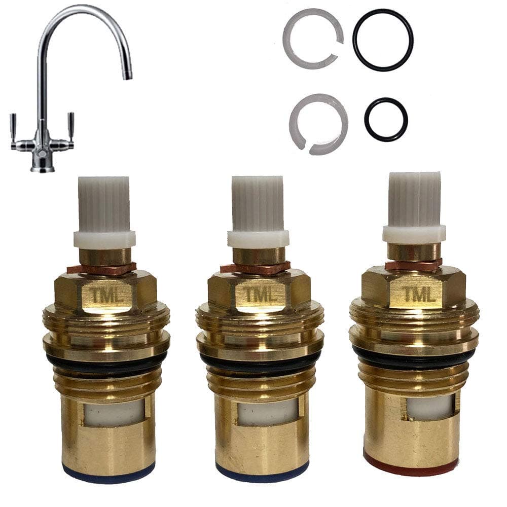 Complete Franke Triflow Doric Tap Repair Spares Kit - Spout O Ring Seals & Ceramic Cartridge Valves (set of 3)
