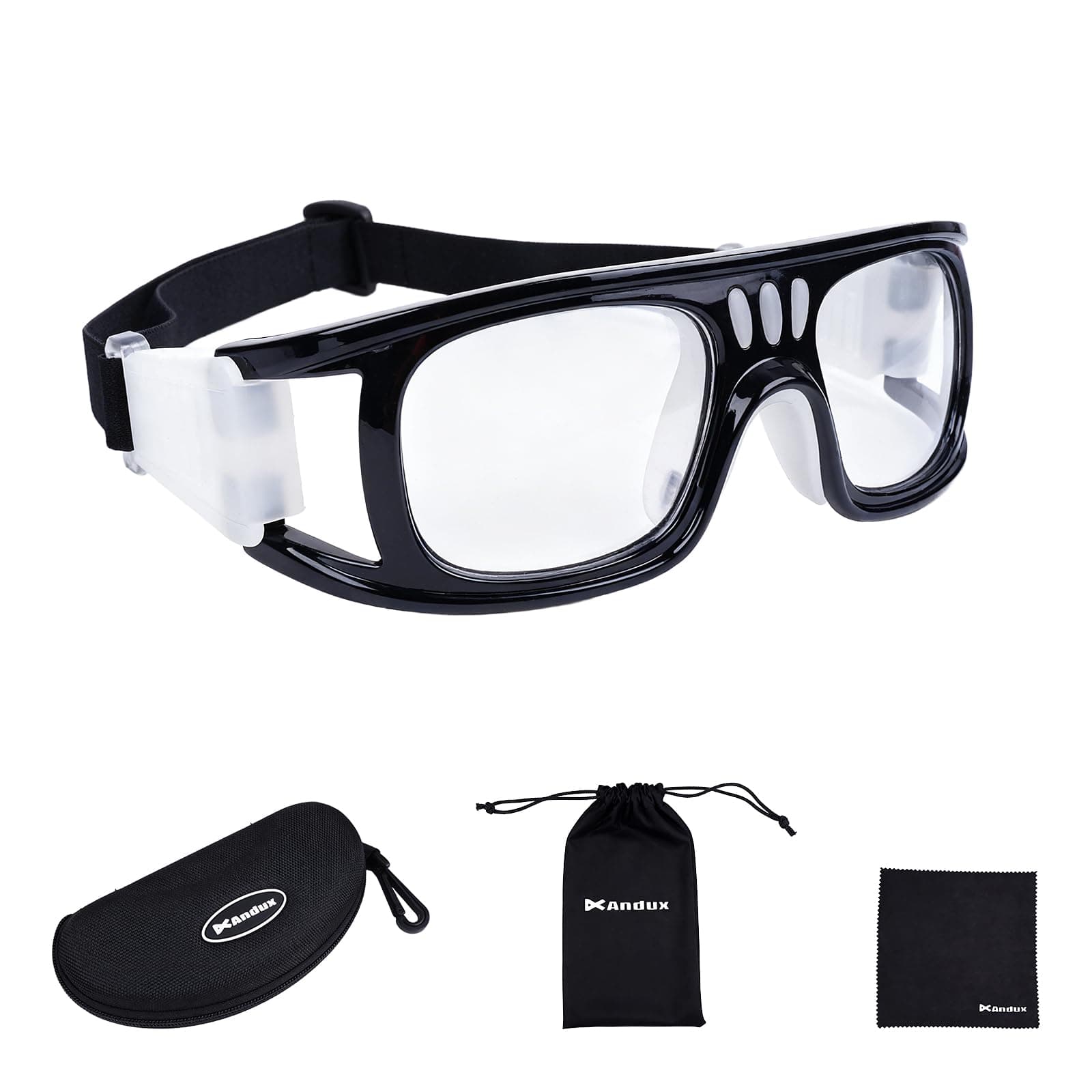 Andux Basketball Soccer Football Sports Protective Eyewear Goggles Eye Safety Glasses LQYJ-01 (Black)