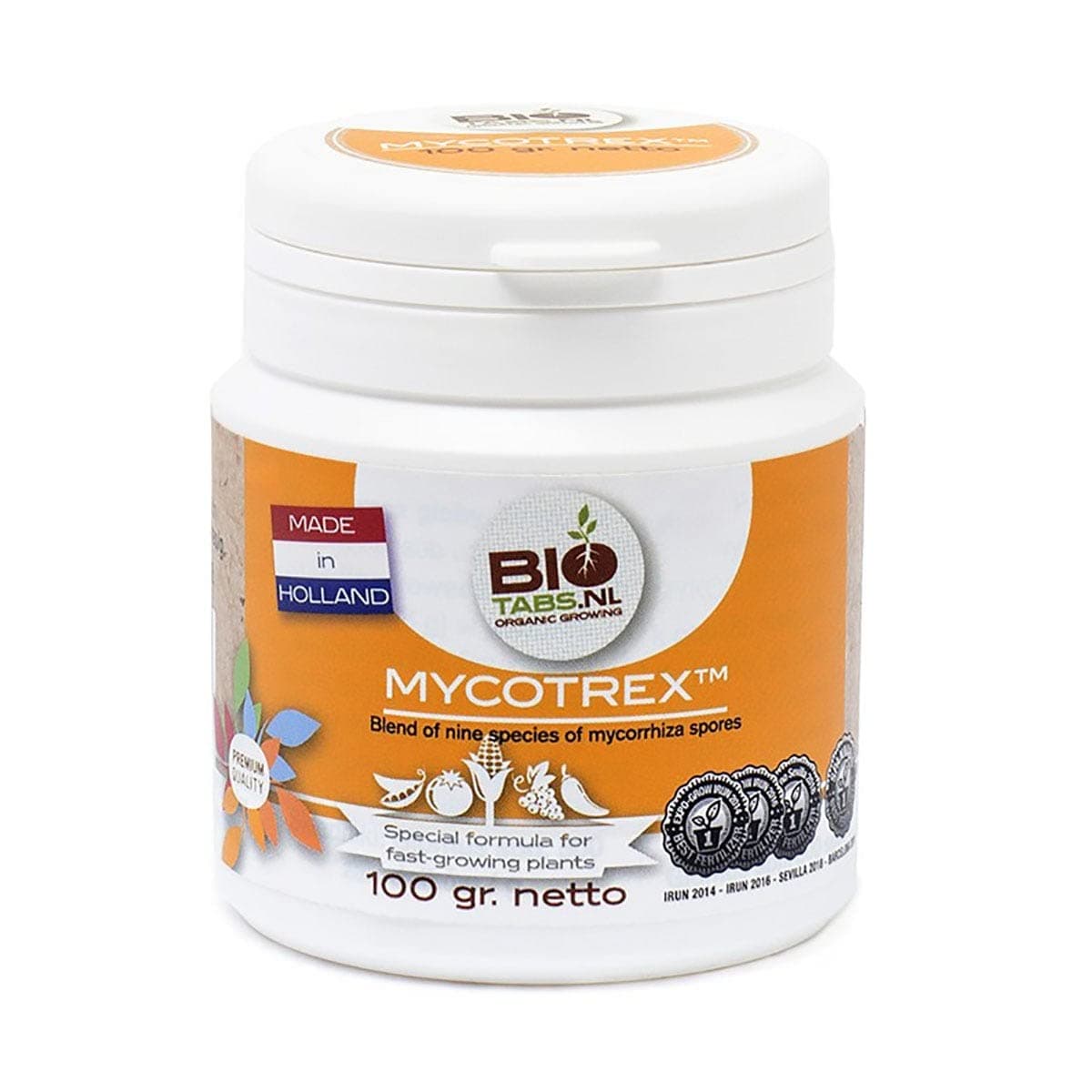 BioTabs Mycotrex 100 Grams - Organic Soil Fertilizer with Endo Mycorrhiza spores, Rhizo Bacteria, Seaweed meal and Humic acid for Root Development and Soil Conditioning