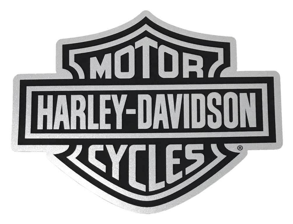 Reflective Bar & Shield Logo Decal - Black and Silver, 4.5 x 5 Inches