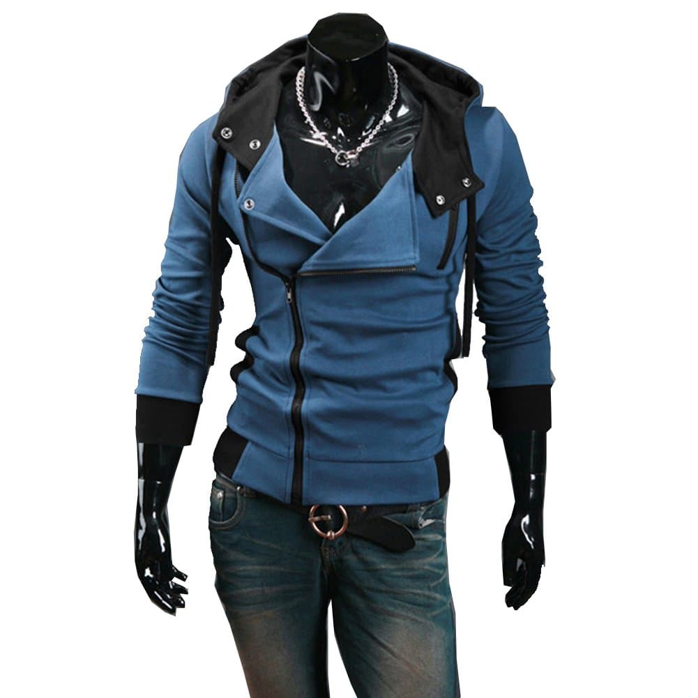 New Fashion Men's Casual Cosplay Costume Hoodie Cardigan Coat Jackets Blue X-Large