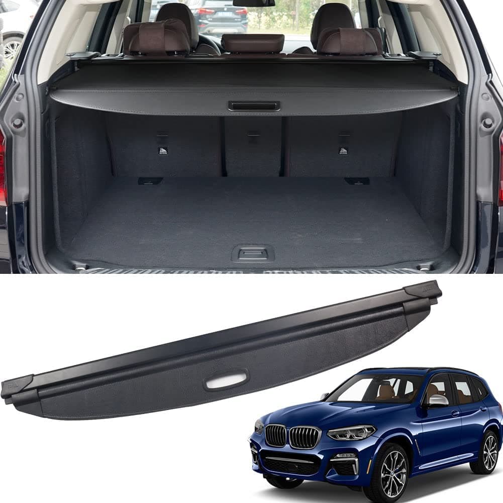 Marretoo for BMW X3 Cargo Cover 2018 2019 2020 2021 2022 for BMW X3 Accessories Black Retractable Trunk Cover Security Shield Shade