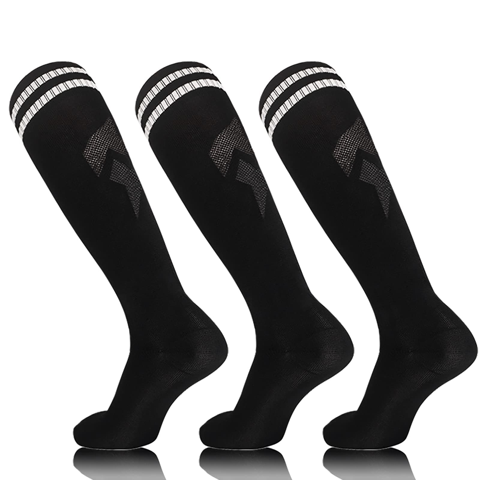 Kids Knee High Soccer Socks - 3 Pairs Long Football Socks, for 6-12 Year Youth