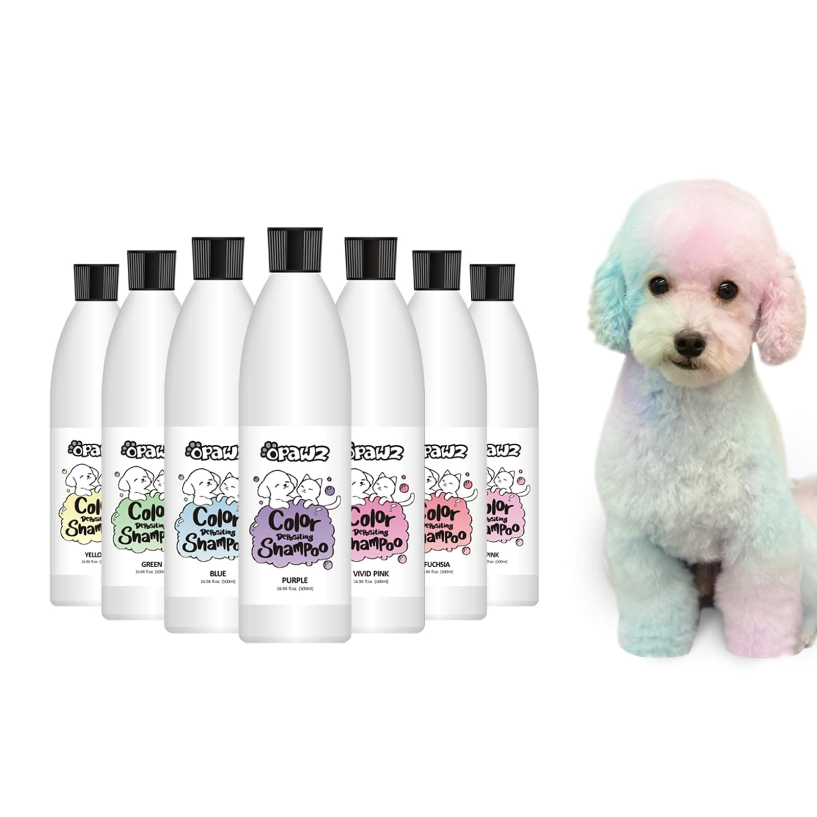 OPAWZ Color Depositing Shampoo for Dogs and Cats, Semi-Permanent Dog Hair Dye, Safe Pet Hair Dye for All Bathable Pets (Blue, 16.94 fl.oz / 500mL)