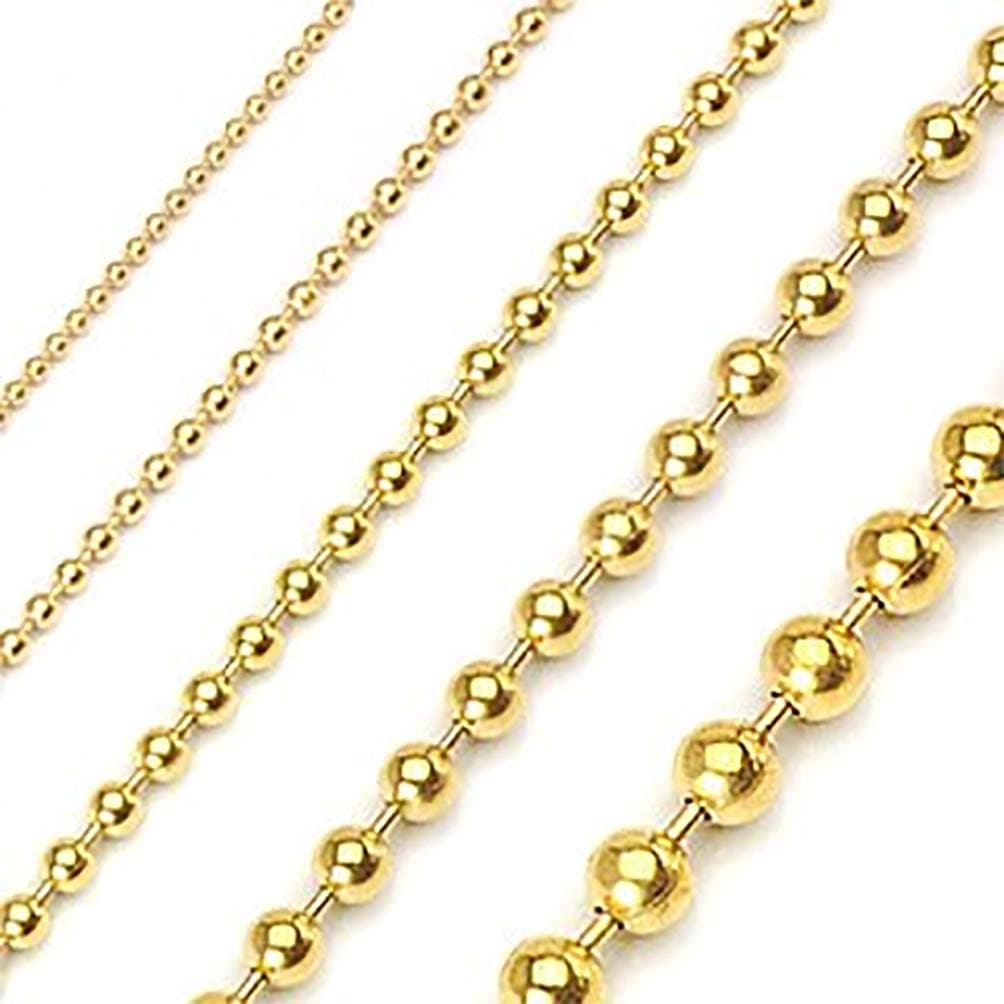 PVD Gold Colored Over 316L Stainless Steel Ball Chain Necklace - Length 23.62", Width 6mm