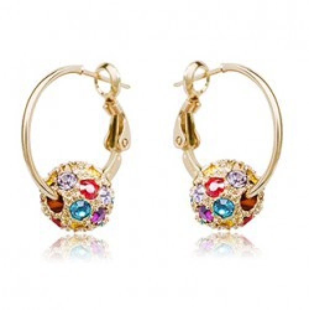 Sweety Girl Jewelry In 2015 South Korea Fashion Jewelry Diamond Cherry Blossoms In The Rain Rolling Ball Crystal Earrin- Primrose