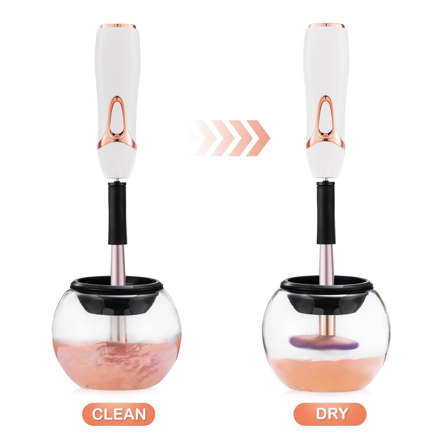 Makeup Brush Cleaner INNOLV Electric Spinning Makeup Brush Cleaner and Dryer Machine Brush Cleaner Spinner 360 Rotation Cleans and Dries All Makeup Brushes In Seconds - White