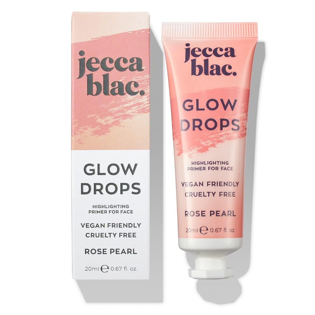Jecca Blac Rose Pearl Glow Drops, Face Primer for Longlasting Base, Liquid Highlighter Makeup, Illuminates and Prepares Skin, Dewy Finish, Gender Neutral and LGBTIQA+ Inclusive Make Up, 0.68 fl oz