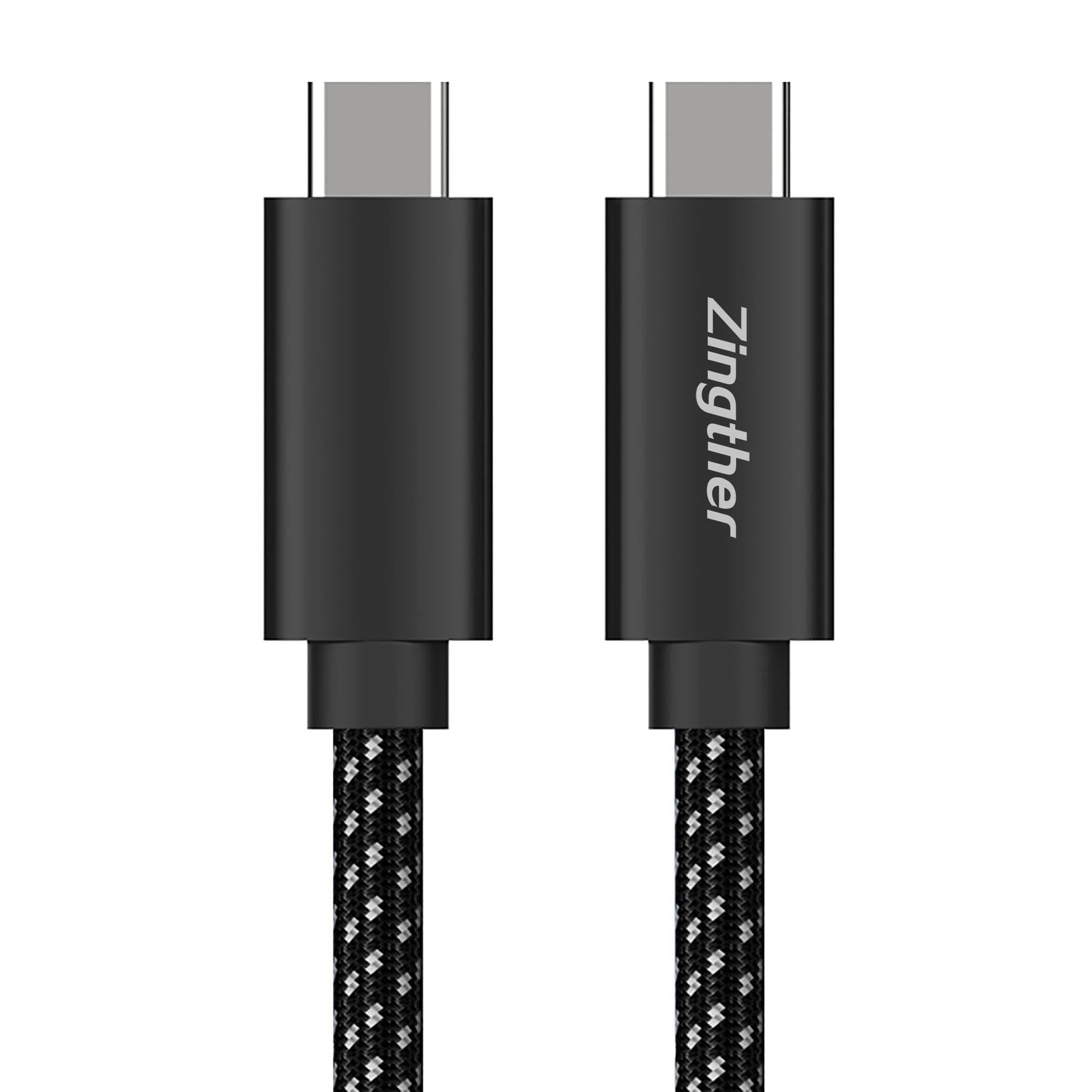 Super Speed USB C Data Thunderbolt 4 Cable, 40Gbps, 100W Fast Charging Cord and 8K 60Hz Monitor Link, Compatible with All Thunderbolt 3, 4 and 5 Devices - Black/Grey, 2m/6.6ft