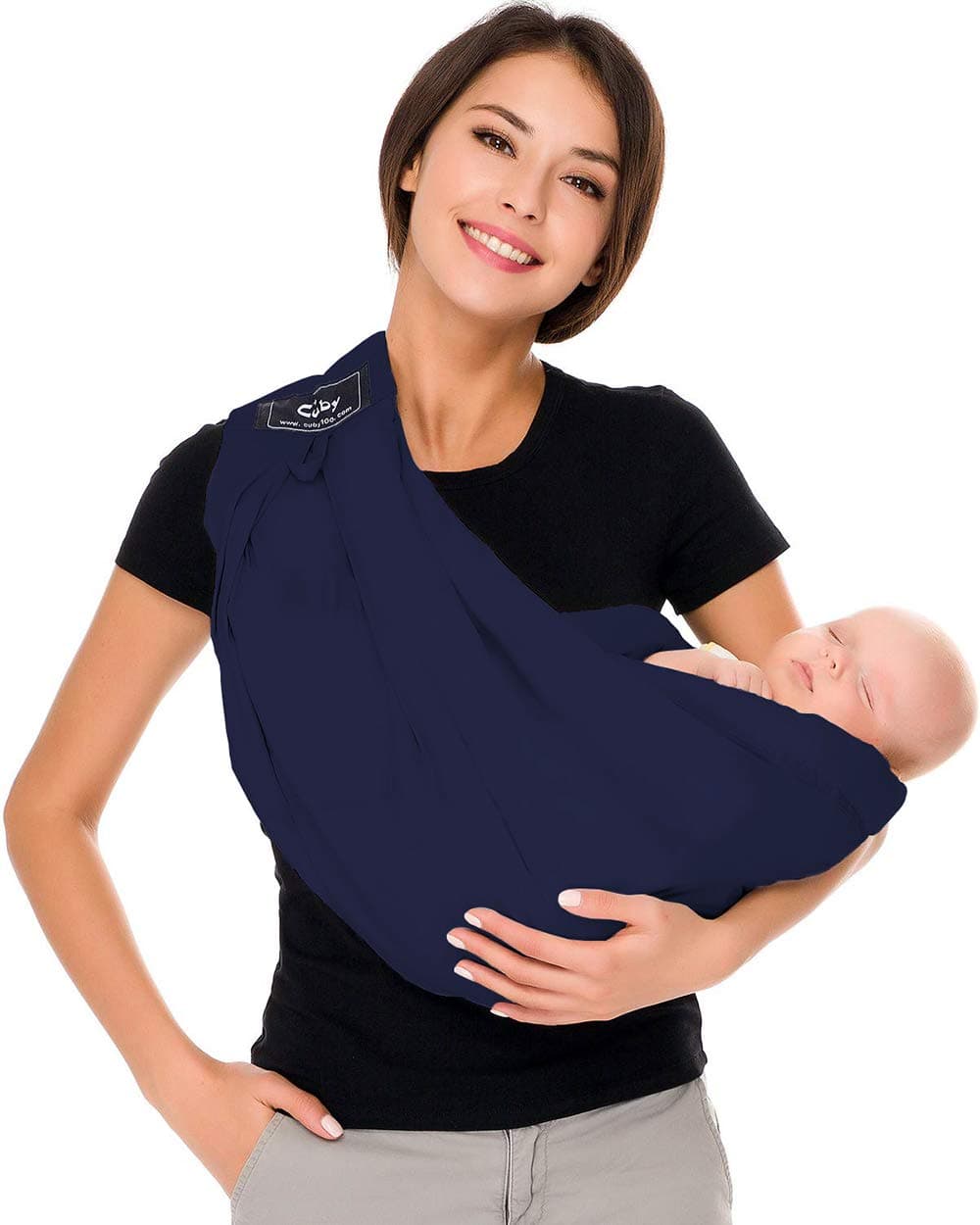 Baby Carrier by Cuby, Natural Cotton Baby Sling Baby Holder Extra Comfortable for Easy Wearing Carrying of Newborn, Infant Toddler and Ideal for Baby Registry, Nursing,Breastfeeding (Aegean Sea)