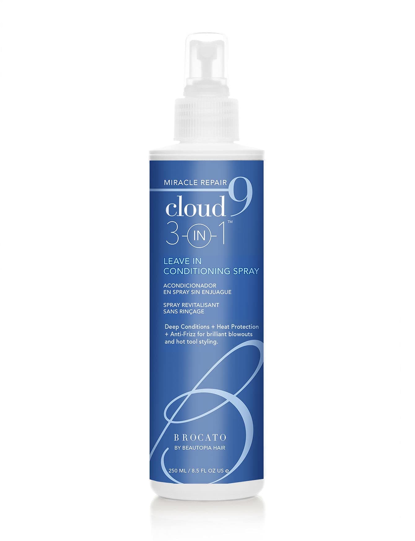 Cloud 9 Miracle Repair 3-in-1 Heat Protectant and Leave-In Conditioning Spray, 8.5 Oz | For Brilliant Blowouts and Anti-Frizz Hair | Restore Shine and Strengthening for All Hair Types