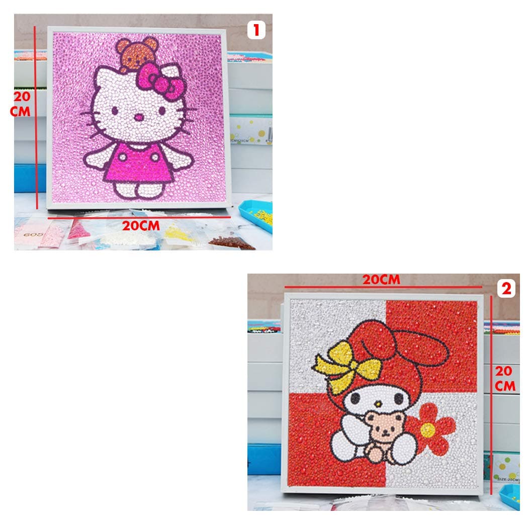 Kids Love Party Hello Kitty Full Diamond Painting Kit with Frame for Girls Set of 2 - Bear Series