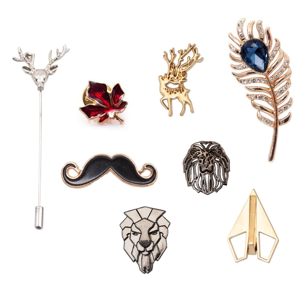 Combo of Vibhavari Men's Brooch/Lapel Pin (Pack of 7)