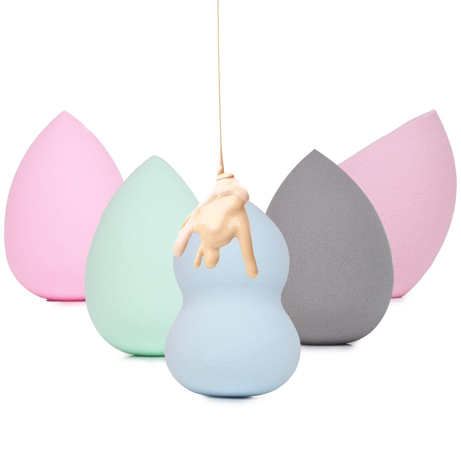 Live Green 5 Pc Makeup Sponge Set, Foundation Makeup Sponge for Blending, Contouring and Highlighting, Foundation Sponge, Makeup Gift Set (Latex Free)