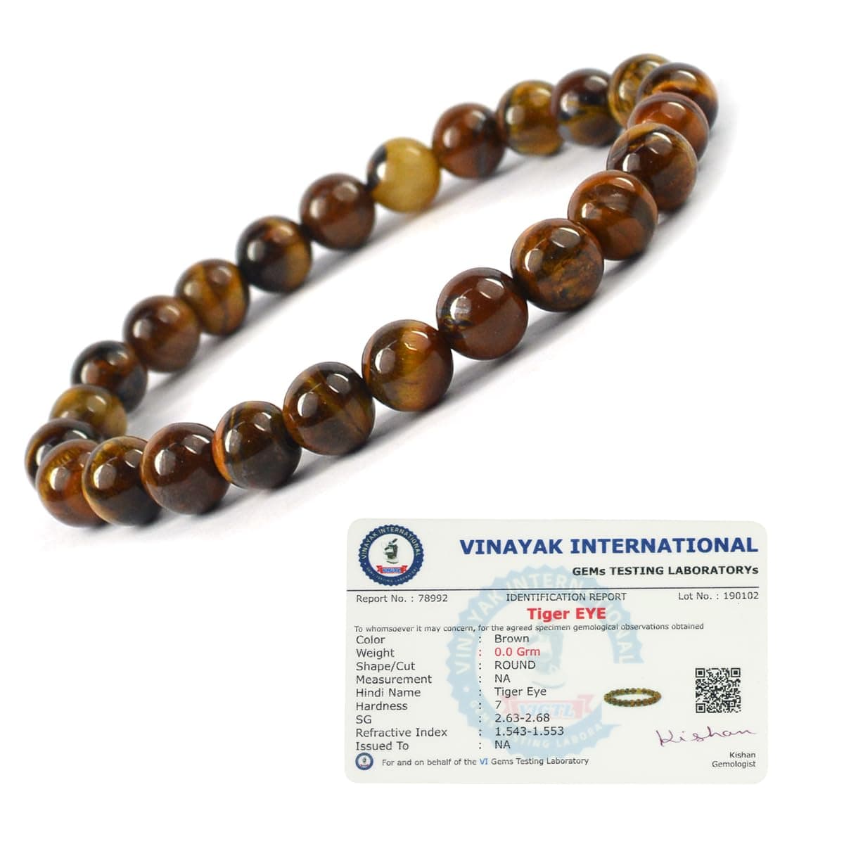 Natural Certified Tiger Eye Bracelet For Unisex Adult, Tiger Eye Bracelet Original, Tiger Eye Bracelet 8 mm, Tiger Eye Bracelet for Courage, Protector and Will Power