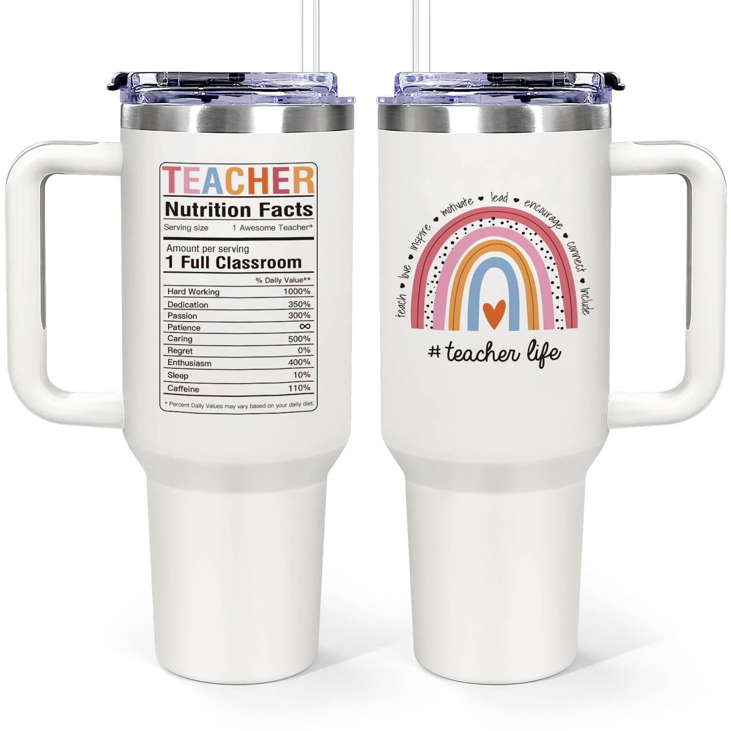 Teacher Appreciation Gifts, Teacher Gifts for Women from Student - 40oz Tumbler with Handle, Coffee Mug
