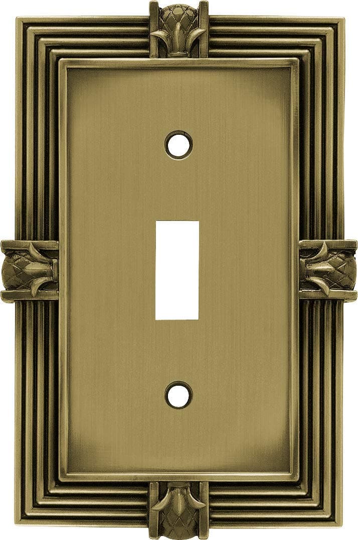 Franklin Brass Pineapple (1-Pack) Decorative Light Switch Cover Wall Plate Tumbled Antique Brass 1-Gang Toggle, Guards Electrical Outlet 64474