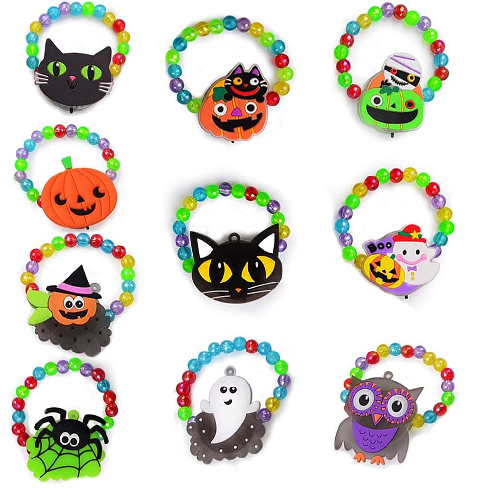 Halloween Treats 20Pcs LED Bracelets Flashing Glow in The Dark Toys Party Favors for Kid Toys Trick Or Treat Light up Toys Non Candy Gift Bag Fillers