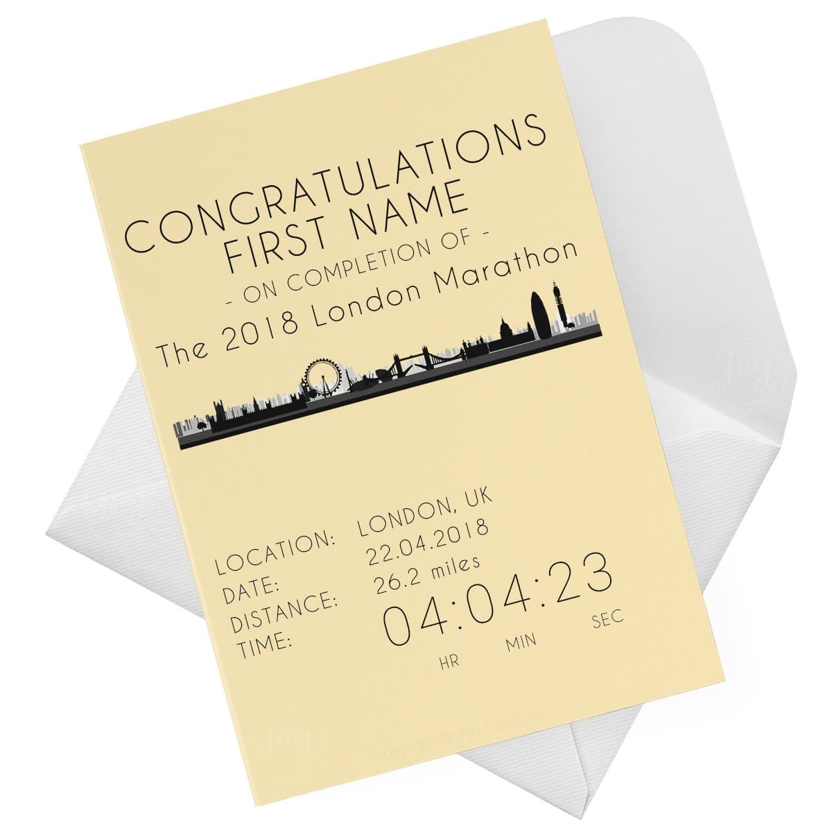 Personalised London Marathon Time Greeting Card (Congrats/Well Done) JC0026
