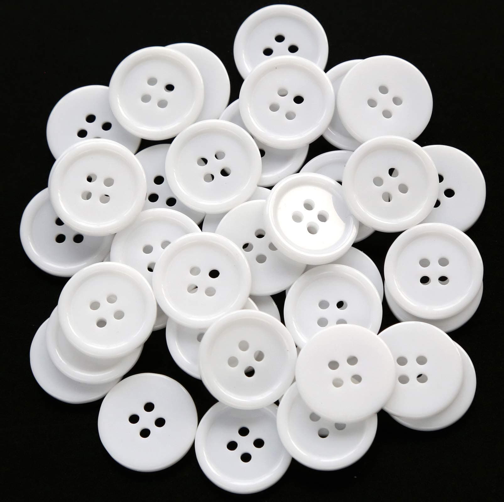 GANSSIA 1 Inch (25mm) White Buttons Flatback Resin Button for Garment Sewing DIY Craft Scrapbooking Pack of 50 Pcs