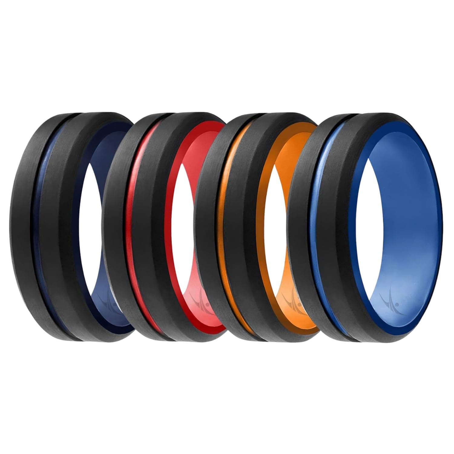 Men's Silicone Rings - Mens Silicone Wedding Band & Rubber Engagement Ring for Men - Breathable Comfort Fit Silicone Rings for Him - Engraved Middle Line - Singles, Duos, Multipacks & Multi Colors