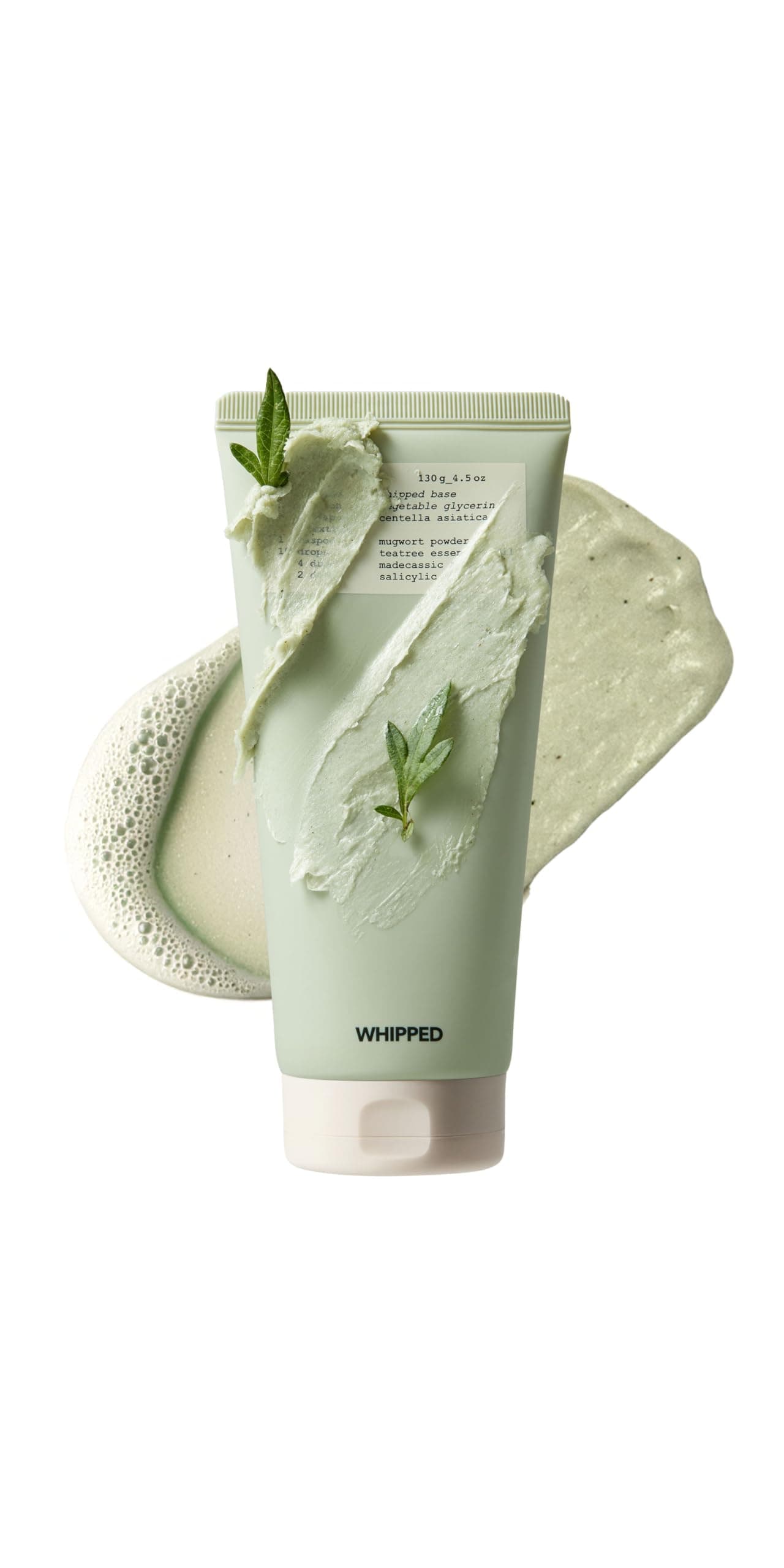 Whipped Korean Skincare Face Wash, Doubles as a Face Mask, Mugwort Tea Tree, Deep Cleansing Vegan Facial Cleanser for Oily Skin and Pore Care with Niacinamide, Hyaluronic Acid, Ceramide