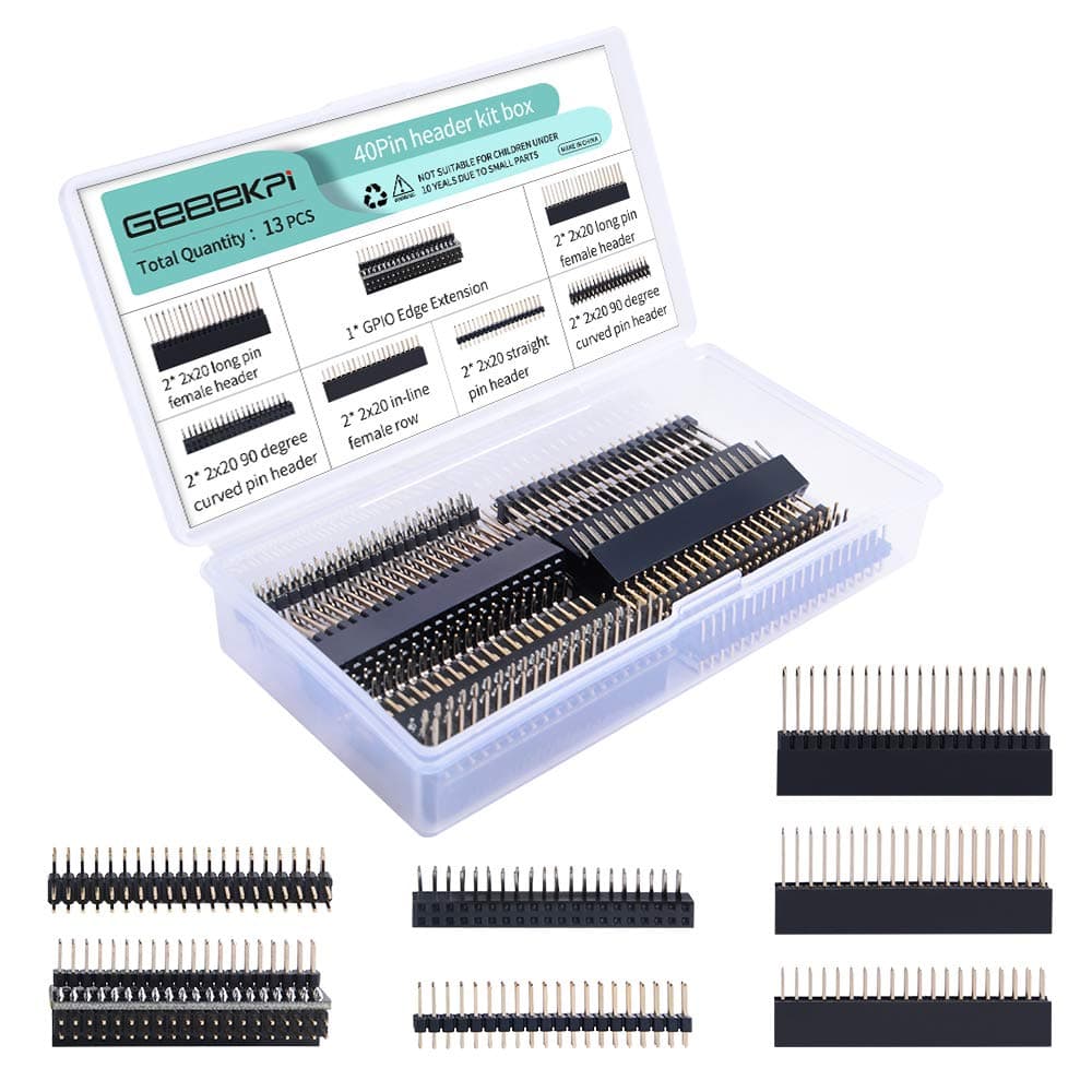 GeeekPi 2x20 40 Pin Stacking Female Header Kit for Raspberry Pi 4B/3B+/3B/2B/B+/A+/Zero/Zero W(2)/Jetson Nano/Tinker Board(7 Specifications)(13Pcs in Total)