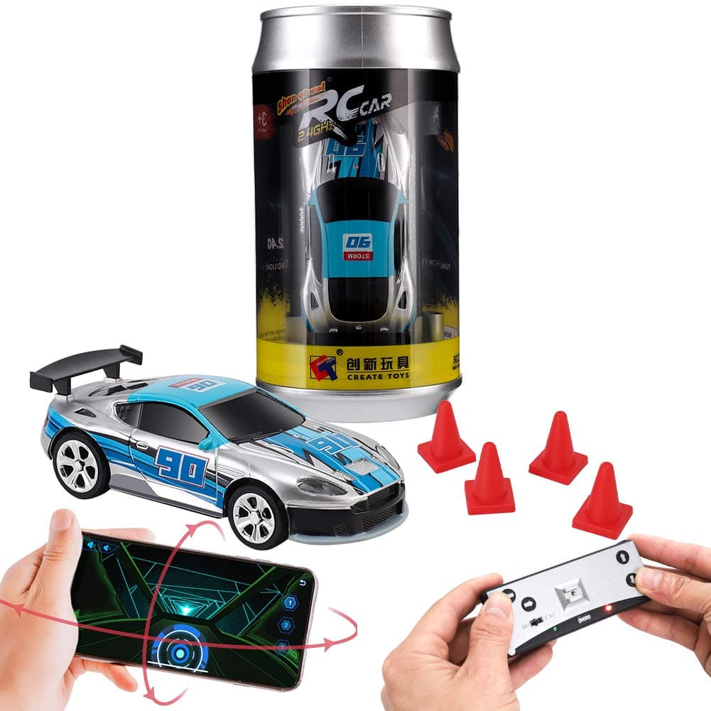 ZHFUYS Remote Control car, Gravity Sensor Control, Remote Control, Mobile Phone Control 3 Modes of RC Car, Creative Coke can Pocket Racing, 2.4G (Silver)