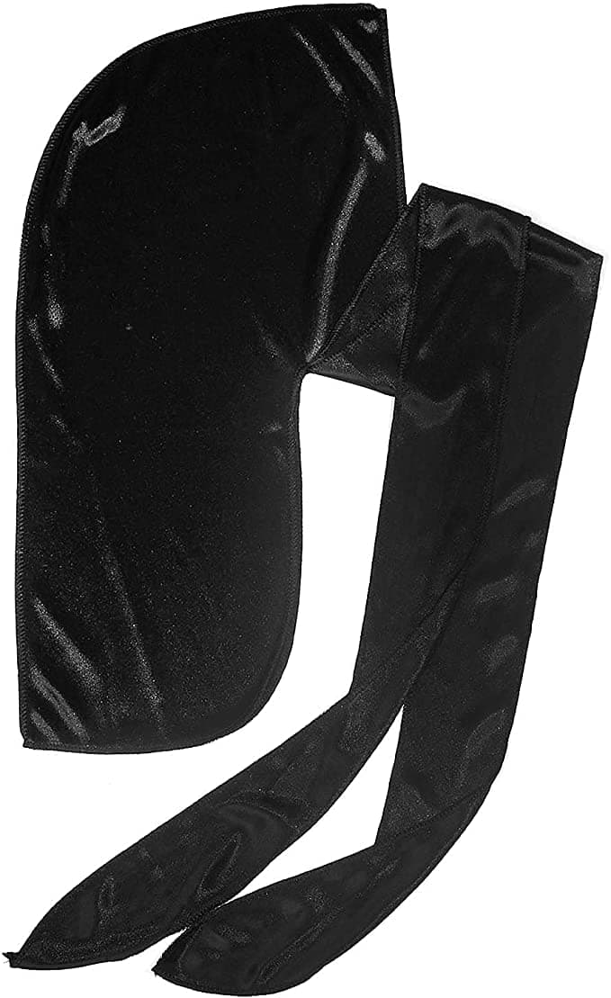 (Black) - Premium Silky Satin Durag Black HDUP01