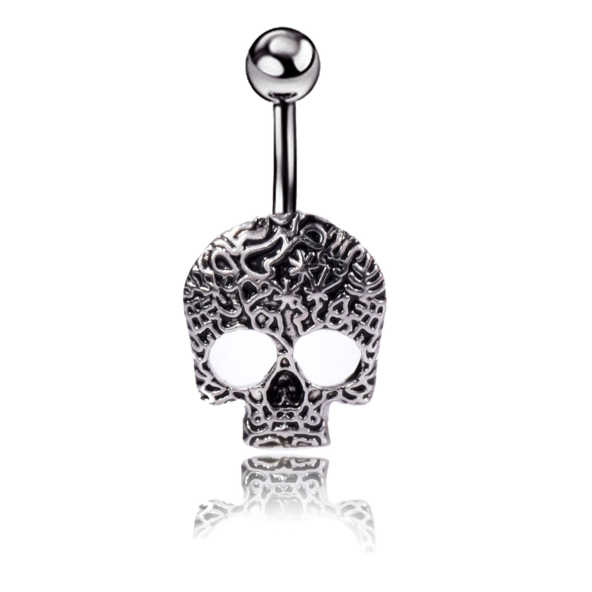 316L Steel Skull Face Dangle Belly Button Rings Navel Piercings Body Jewelry